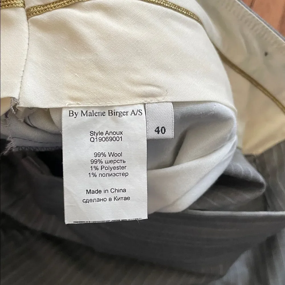 MB by Malene Birger Wool Gray Pinstripe Dress Shorts Sz 40